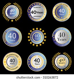 celebrating anniversary button dark blue on black background