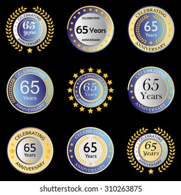celebrating anniversary button dark blue on black background