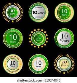 celebrating anniversary button dark green on black background