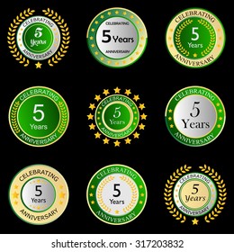 celebrating anniversary button dark green on black background
