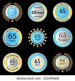 celebrating anniversary button light blue on black background