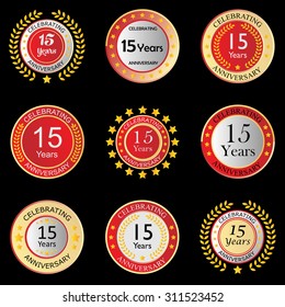 celebrating anniversary button red on black background