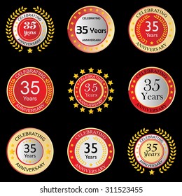celebrating anniversary button red on black background