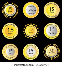 celebrating anniversary button yellow on black background