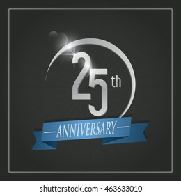 Celebrating Anniversary concept represented by 25 year number icon with ribbon. Colorfull and flat illustration.