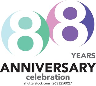 Celebrating Anniversary green and purple color and number 88 white color with word YEARS ANNIVERSARY celebration.