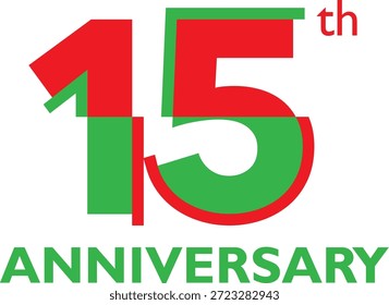 celebración de aniversario multi colores número 15 sobre un fondo blanco con la palabra th ANIVERSARIO. número de Vector 15.