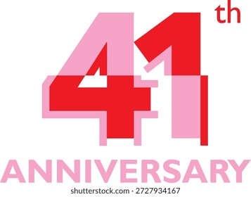 zum Jubiläum mehrfarbig Nummer 41 auf weißem Hintergrund mit dem Wort JUBILÄUM. Vektornummer 41.