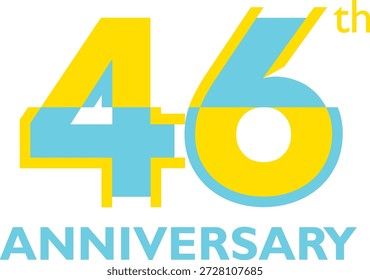 celebración de aniversario multi colores número 46 sobre un fondo blanco con la palabra th ANIVERSARIO. número de Vector 46.