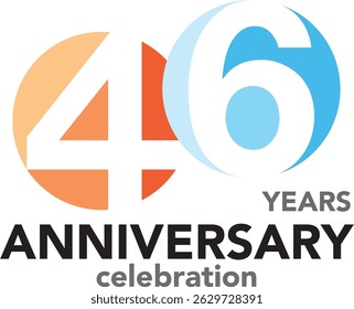 Celebrating Anniversary orange and sky blue color and number 46 white color with word YEARS ANNIVERSARY celebration.