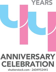 Celebrating Anniversary sky blue and pink colored number 44 on a white background with word Anniversary Celebration at the bottom.