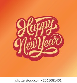 Celebrating the arrival of 2025 brush calligraphic lettering wishing a happy new year.