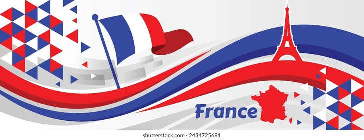 Celebrating Bastille Day, the national day of France, on 14th July with elements of French flag