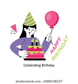 Celebrating Birthday Flat Style Design Vector illustration. Stock illustration