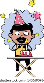 Celebrating Birthday - Indian Cartoon Man Father Vector Illustration