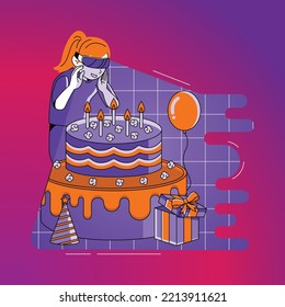 Celebrating birthday in metaverse using VR goggles