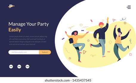 Celebrating birthday party organizer, People Dancing Happy Flat vector illustration.