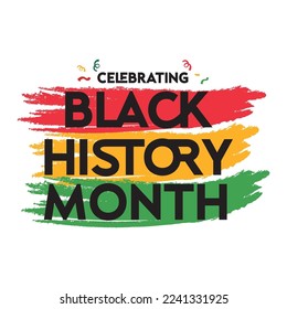 Celebrating Black History Month Typography Vector Template Design Illustration, African American History. can use for, landing page, template, ui, web, mobile app, poster, banner, flyer, background