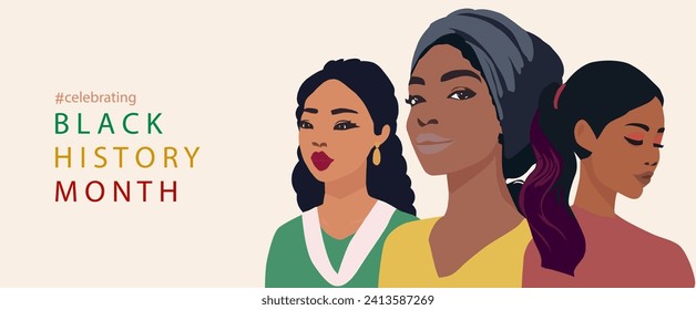 Celebrating Black History Month. Women's history month banner.