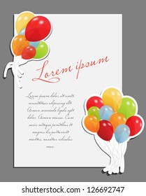Celebrating blank page with balloons vector illustration