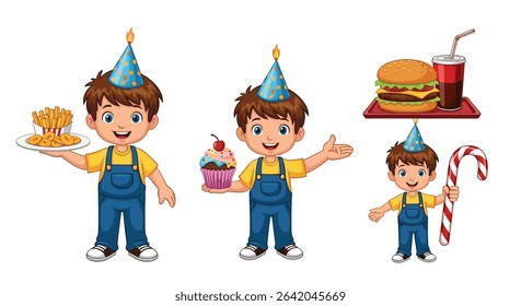 Celebrating Boy's Birthday with Tasty Food Like Hamburger Cupcake Fries and Candy