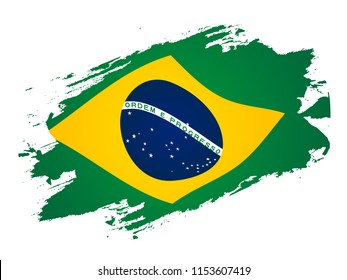 Celebrating Brazil Independence Day. Abstract waving grunge flag.