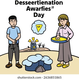 Celebrating dessertienation awarfies day with cartoon characters