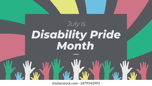 In: Celebrating Disability Pride Month Banner. Jedes Jahr im Juli. Solidarität mit Menschen mit Behinderungen. 