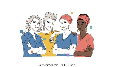 Celebrating Diverse Women Together A Powerful Image of Unity and Strength Advocating for Equality