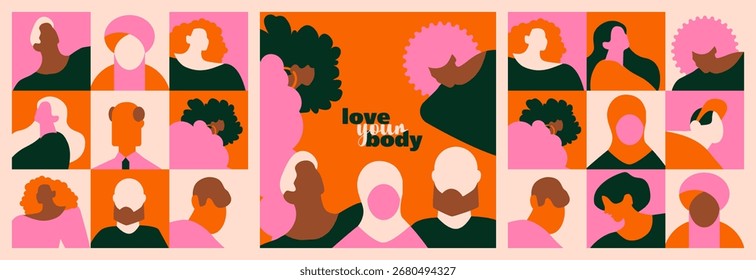 Celebrando a diversidade e a unidade através de retratos ousados e coloridos de pessoas de todas as caminhadas da vida Cartaz definido