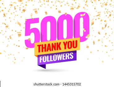 Celebrating the events of five thousand subscribers. Thank you 5K followers. Thanks followers Poster template for Social Networks. large number of subscribers. Vector illustration