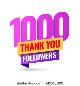 Celebrating the events of one thousand subscribers. Thank you 1K followers. Thanks followers Poster template for Social Networks. large number of subscribers. Vector illustration