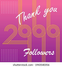 Celebrating the events of two thousand subscribers. Thank you 2K followers. Vector illustration