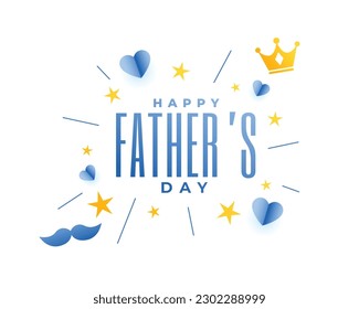 celebrating fathers day with paper hearts and crown design vector 
