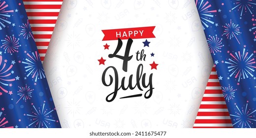 Celebrating fourth of july independence day banner template pattern block background. Vector illustration.