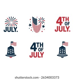 Celebrating Freedom 4th of July Patriotic Symbols with Fireworks and the American Flag on a Clean