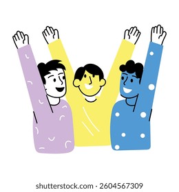 Celebrating friends illustration in hand drawn style