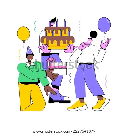 Celebrating with friends isolated cartoon vector illustrations. Friends have fun at the birthday party at home, people relations, celebration event, special occasion vector cartoon.