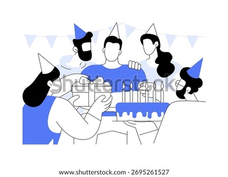 Celebrating with friends isolated cartoon vector illustrations. Friends have fun at the birthday party at home, people relations, celebration event, special occasion vector cartoon.