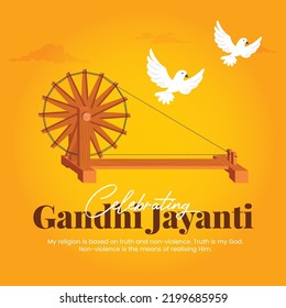 Celebrating gandhi jayanti 2nd October national festival banner template.