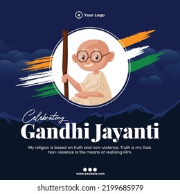 Celebrating gandhi jayanti 2nd October national festival banner template.