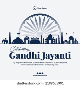 Celebrating gandhi jayanti 2nd October national festival banner template.