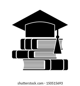 Celebrating graduating hat and books, Education symbol