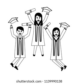 celebrating graduation people with certificate