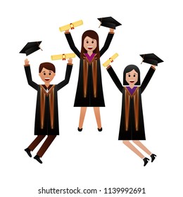celebrating graduation people with certificate