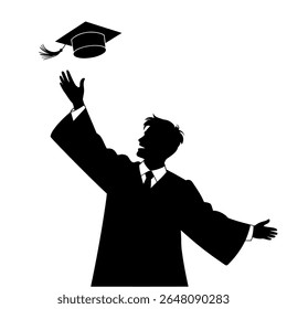 Celebrating Graduation Silhouette of a Happy Graduate