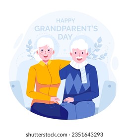 Celebrating grandparent's day flat illustration