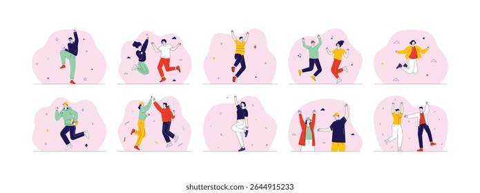 Celebrating happiness with friends or yourself, cartoon vector illustration.