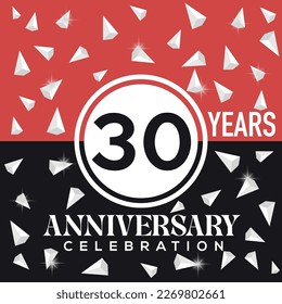 Celebrating happy  30th years anniversary logo design with abstract on red and black background template illustration	