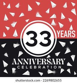 Celebrating happy  33rd years anniversary logo design with abstract on red and black background template illustration	